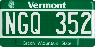 VT license plate NGQ352