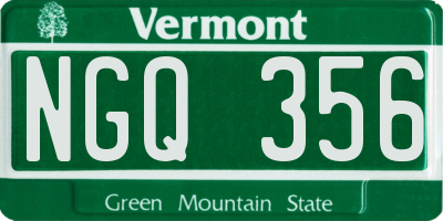 VT license plate NGQ356