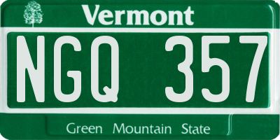 VT license plate NGQ357
