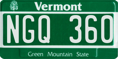 VT license plate NGQ360