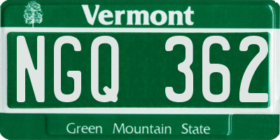 VT license plate NGQ362
