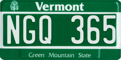 VT license plate NGQ365