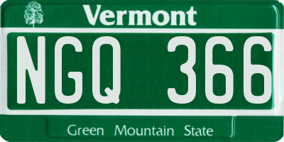 VT license plate NGQ366