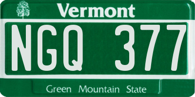 VT license plate NGQ377