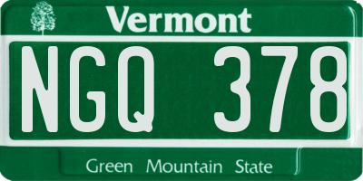 VT license plate NGQ378