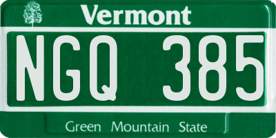 VT license plate NGQ385