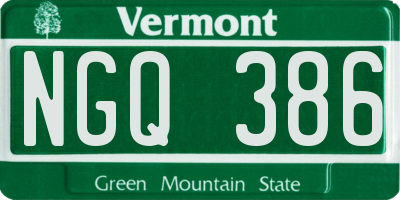 VT license plate NGQ386