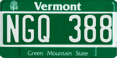 VT license plate NGQ388