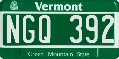 VT license plate NGQ392