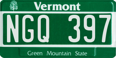 VT license plate NGQ397