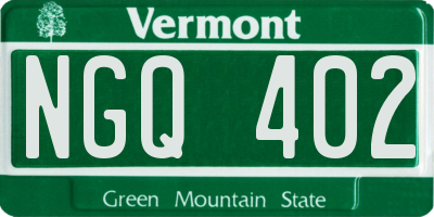 VT license plate NGQ402