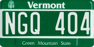 VT license plate NGQ404