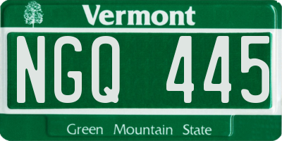 VT license plate NGQ445