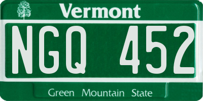VT license plate NGQ452