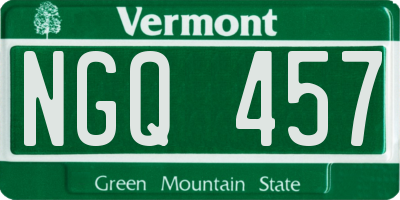 VT license plate NGQ457