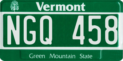 VT license plate NGQ458