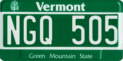 VT license plate NGQ505