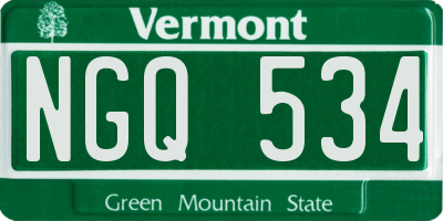 VT license plate NGQ534