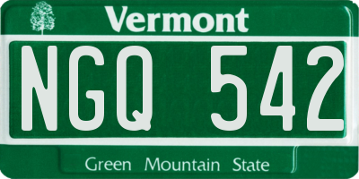 VT license plate NGQ542