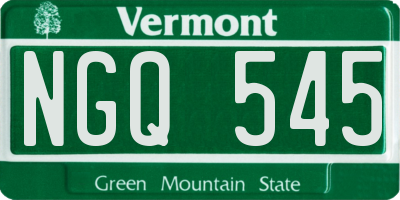 VT license plate NGQ545