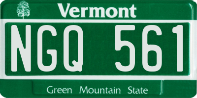VT license plate NGQ561