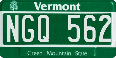 VT license plate NGQ562