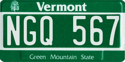 VT license plate NGQ567