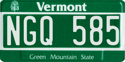 VT license plate NGQ585