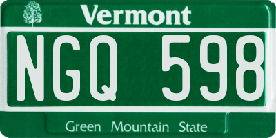 VT license plate NGQ598