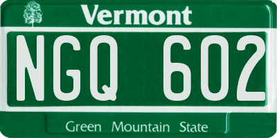 VT license plate NGQ602