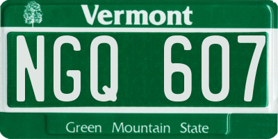 VT license plate NGQ607