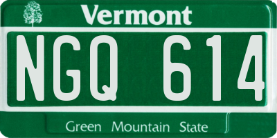 VT license plate NGQ614