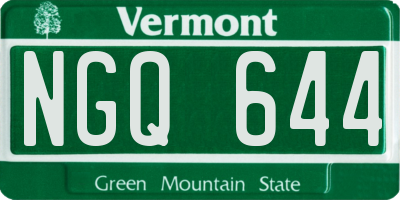 VT license plate NGQ644