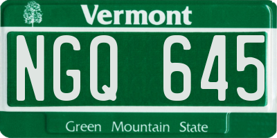 VT license plate NGQ645