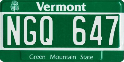 VT license plate NGQ647