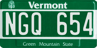 VT license plate NGQ654