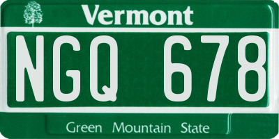 VT license plate NGQ678