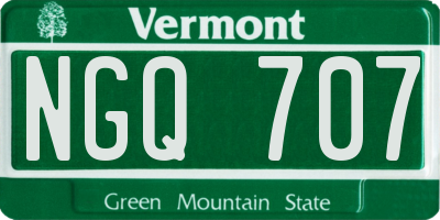 VT license plate NGQ707