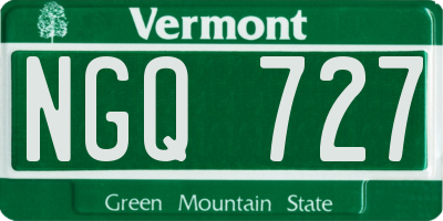 VT license plate NGQ727