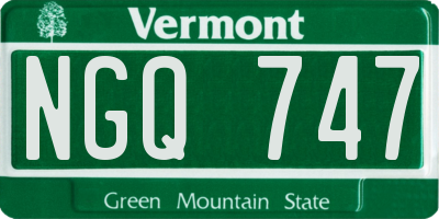 VT license plate NGQ747