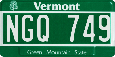 VT license plate NGQ749