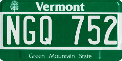 VT license plate NGQ752