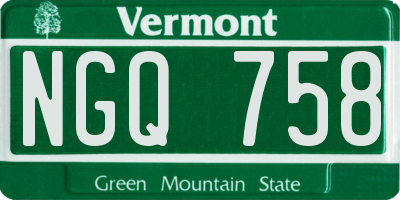 VT license plate NGQ758