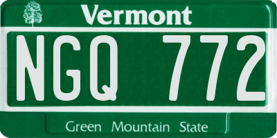 VT license plate NGQ772