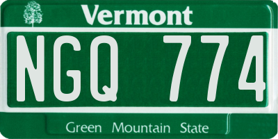 VT license plate NGQ774