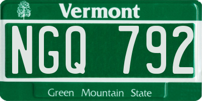 VT license plate NGQ792