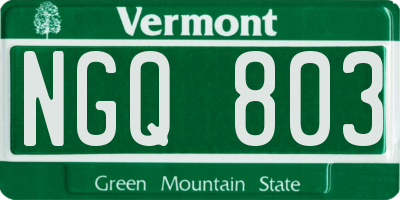 VT license plate NGQ803