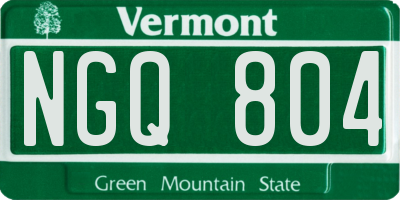 VT license plate NGQ804