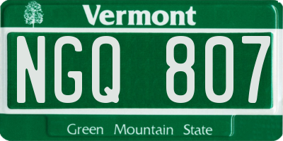 VT license plate NGQ807