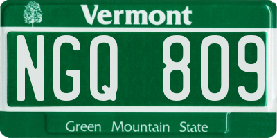 VT license plate NGQ809